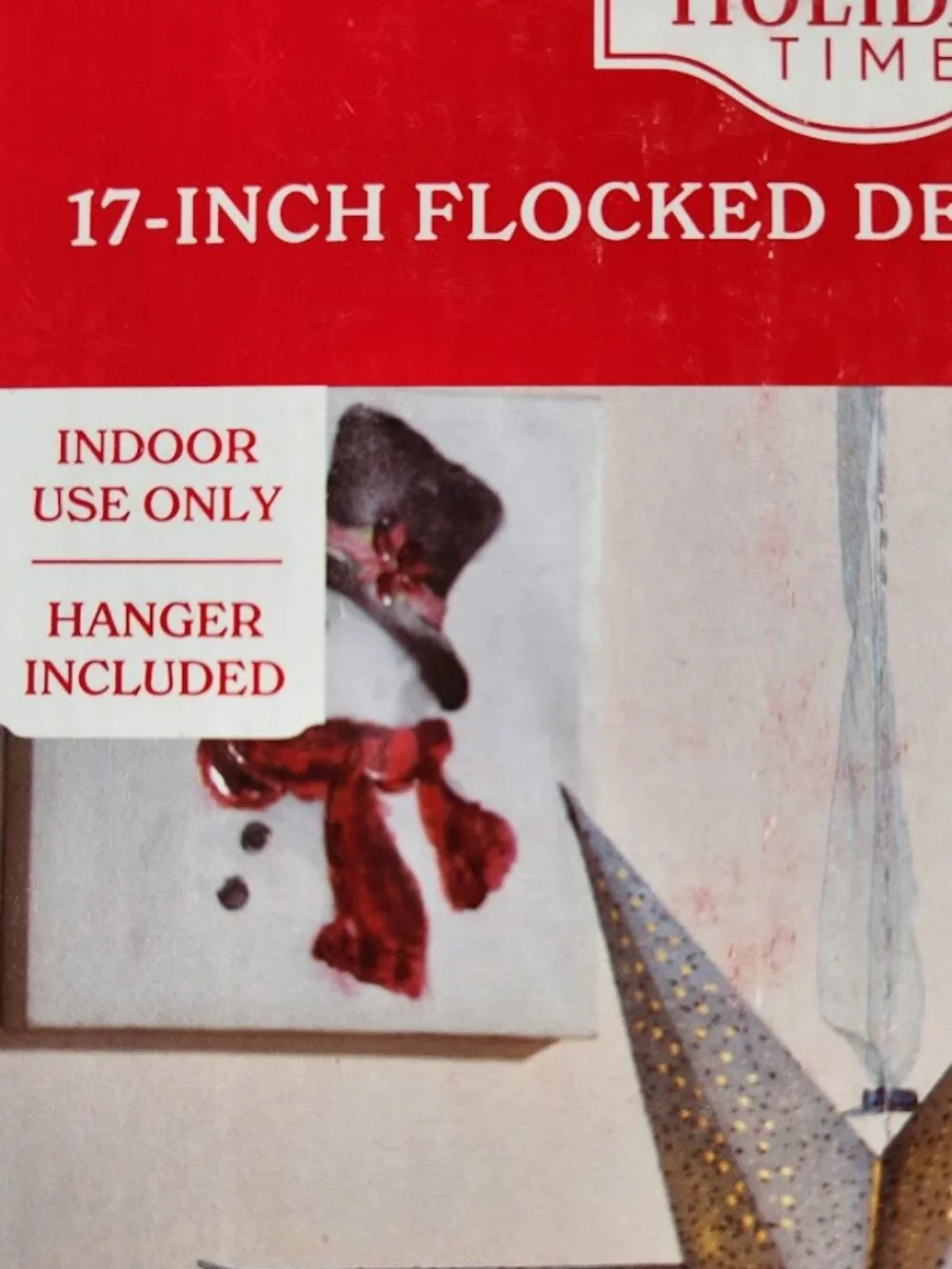 NEW Light Up Battery Operated Flocked Star Christmas Hanging Decoration Decor Ho